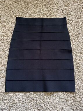 BCBGMaxAzria Black Horizontal Bandage Pencil Skirt